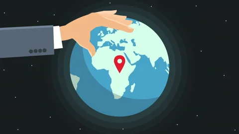 Man Hand Puts Location Pin Mark Africa on Earth World Globe Looped Animation 스톡 동영상 92585639