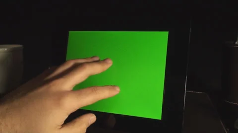 Man Hand Putting Down Green Screen Photo Frame Office Hours, Late, Point Of View Stock Footage 35770282