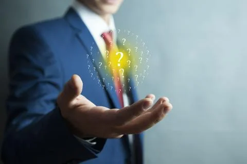 Man hand question mark Stock Photos