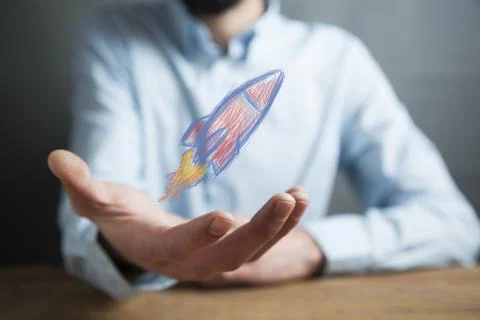 Man hand racket in screen Stock Photos