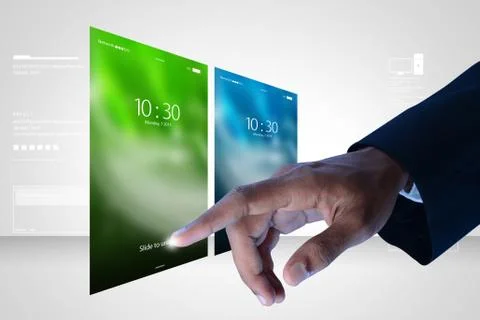 Man hand showing touch screen Stock Illustration