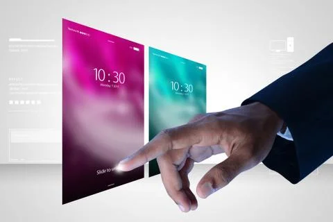 Man hand showing touch screen Stock Illustration