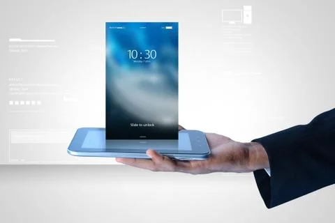 Man hand showing touch screen Stock Illustration