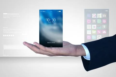 Man hand showing touch screen Stock Illustration