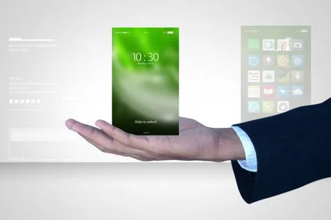 Man hand showing touch screen Stock Illustration