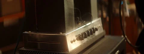 Man hand sticking plug to control desk in concert hall. Stock Footage 149063114