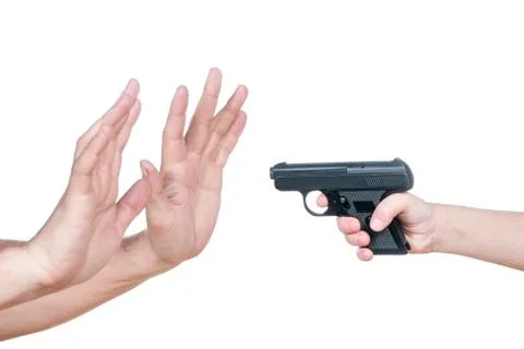 Man hand stops the shot Stock Photos