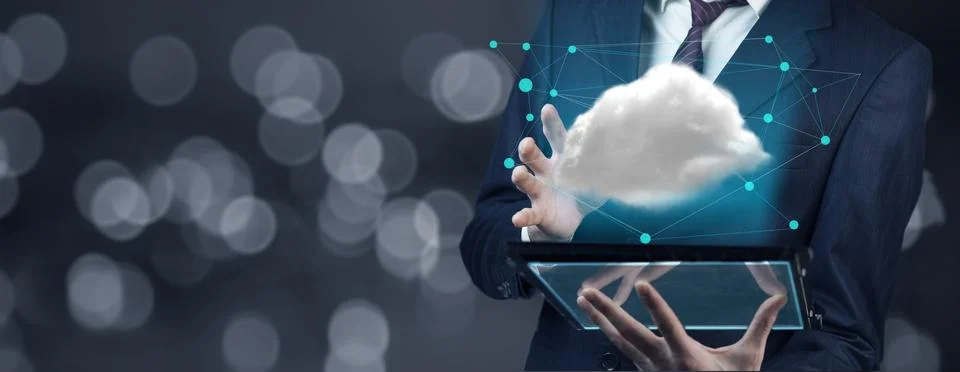 Man hand tablet with Cloud computing concept 스톡 사진