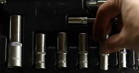 Man hand take working tools from set box... | Stock Video | Pond5
