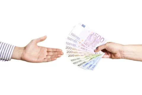 Man hand taking euro notes Stock Photos