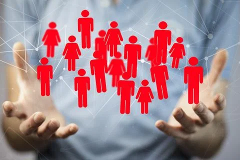 Man hand team work in the screen Stock Photos