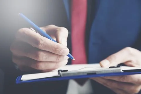 Man hand testment document Stock Photos