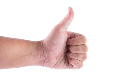 Man hand with thumb up isolated on white background. Like and Good gesturin.. Stock Photos