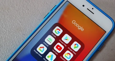Man hand touches Google Search app to open on iPhone Stock Footage 171927959