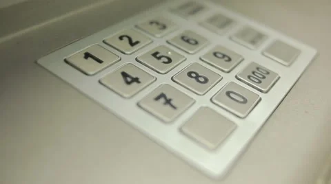 Man hand touching ATM machine. gaining password. Stock Footage 68379458