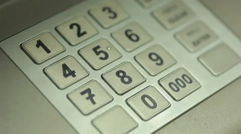 Man hand touching ATM machine. gaining password. Stock Footage 68751957