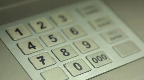 Man hand touching ATM machine. gaining password. Stock Footage 68751981