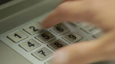 Man hand touching ATM machine. gaining password. Stock Footage 68752005
