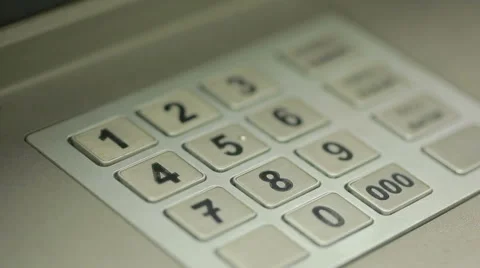 Man hand touching ATM machine. gaining password. Stock Footage 68752061