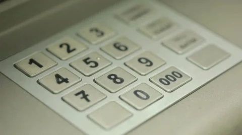 Man hand touching ATM machine. gaining password. Stock Footage 68752110