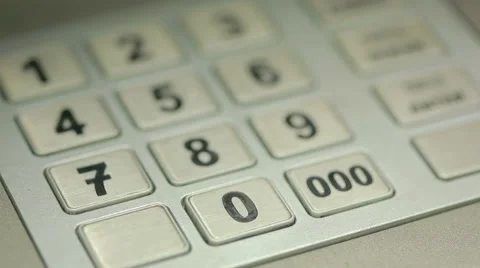 Man hand touching ATM machine. gaining password. Stock Footage 68752132
