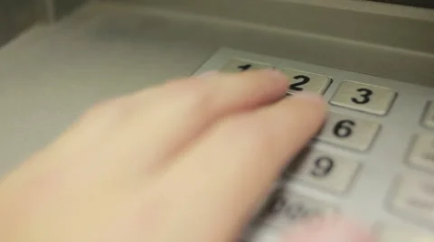 Man hand touching ATM machine. gaining password. Stock Footage 68752183