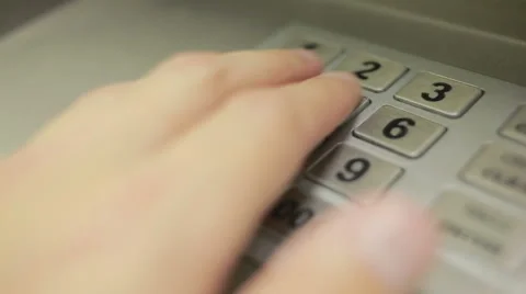 Man hand touching ATM machine. gaining password. Stock Footage 68752198