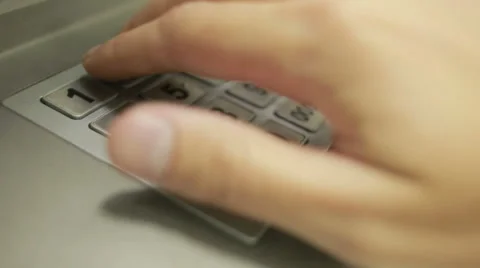 Man hand touching ATM machine. gaining password. Stock Footage 68752229
