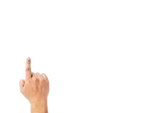 Man hand touching virtual screen, Isolated on white Stock Photos