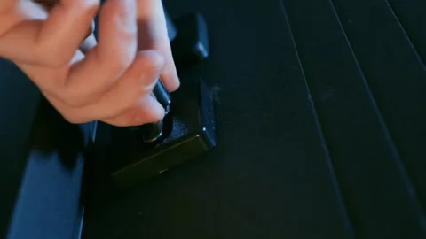 Man Hand Turning Door Lock Handle to Unlock | Home Security Access Concept Stock Footage 345769629