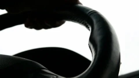 Man Hand Turns The Steering Wheel Close Up Stock Footage 78102364