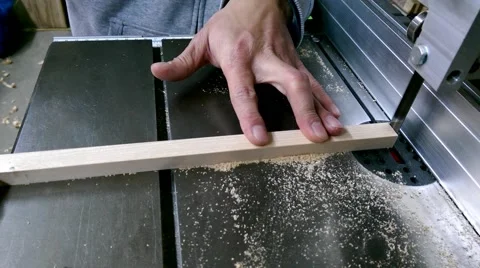 Man hand using electric saw machine sawing wood Stock Footage 46836108