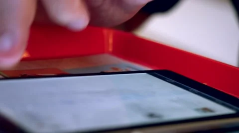 Man hand using smart phone at the cafe Stock Footage 53881304