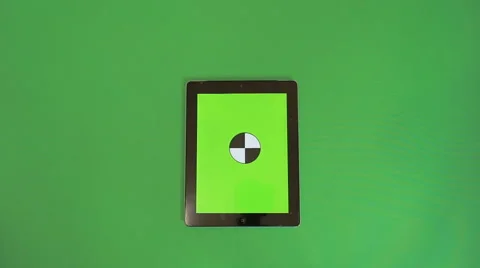Man Hand Using  Tablet with Green Screen Double Tap on the Green Background Stock Footage 66297945