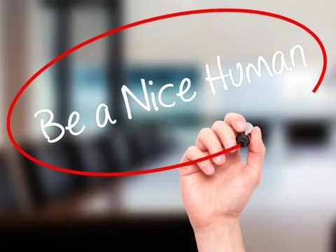Man Hand writing Be a Nice Human with black marker on visual screen. Stock Illustration
