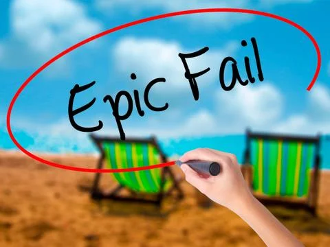 Man Hand writing Epic Fail with black marker on visual screen 写真素材