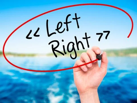 Man Hand writing Left - Right with black marker on visual screen. Stock Photos