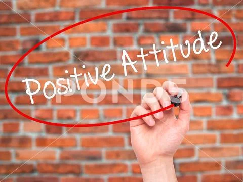 Man Hand writing Positive Attitude with black marker on visual s Stock Photos