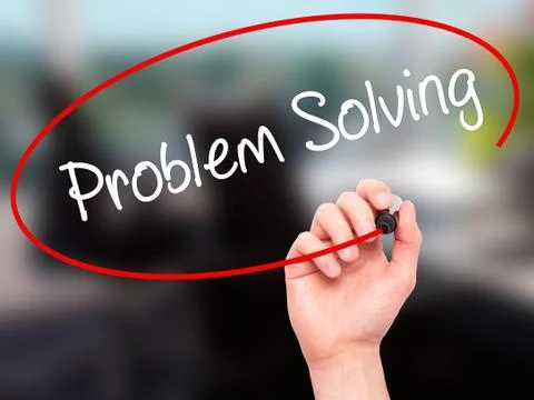 Man Hand writing Problem Solving with black marker on visual screen Foto stock