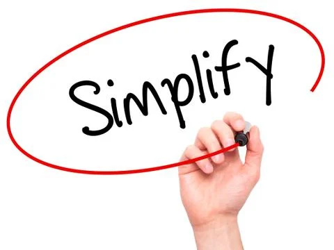 Man Hand writing Simplify with black marker on visual screen Stock Photos