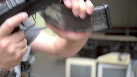 Man handling weapon Stock Footage 167088050