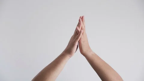 Man hands clapping applause, show thumbs up gesture Stock Footage 127842181