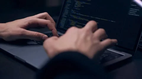 Man hands coding html and programming on screen Blockchain crypto developer Stock Footage 334586705