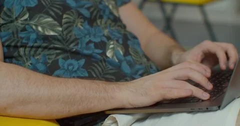 Man hands coding html and programming on screen laptop, development web Stock Photos