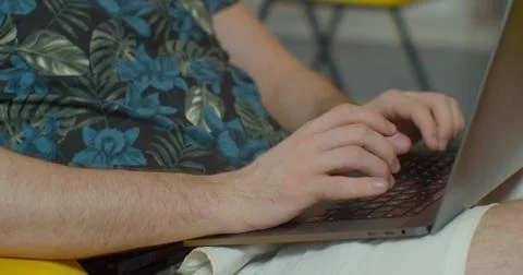 Man hands coding html and programming on screen laptop, development web Stock Photos