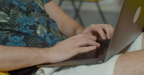 Man hands coding html and programming on screen laptop, development web Stock Photos