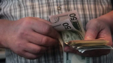 Man hands count dollars Stock Footage 83848556