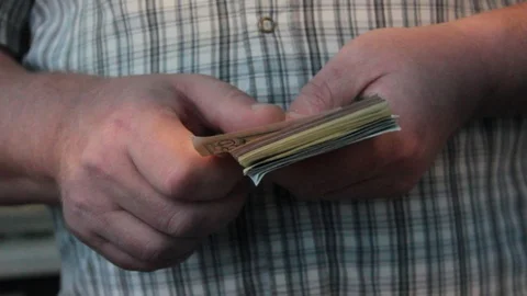 Man hands count dollars Stock Footage 87172194