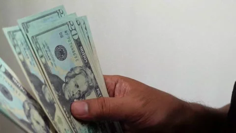 Man hands counting Dollar banknotes 動画素材 289387140