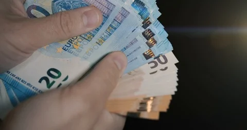 Man Hands Counting Euro Banknotes Vidéo 127566474